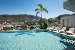 Rooftop lounge overlooking Banderas Bay